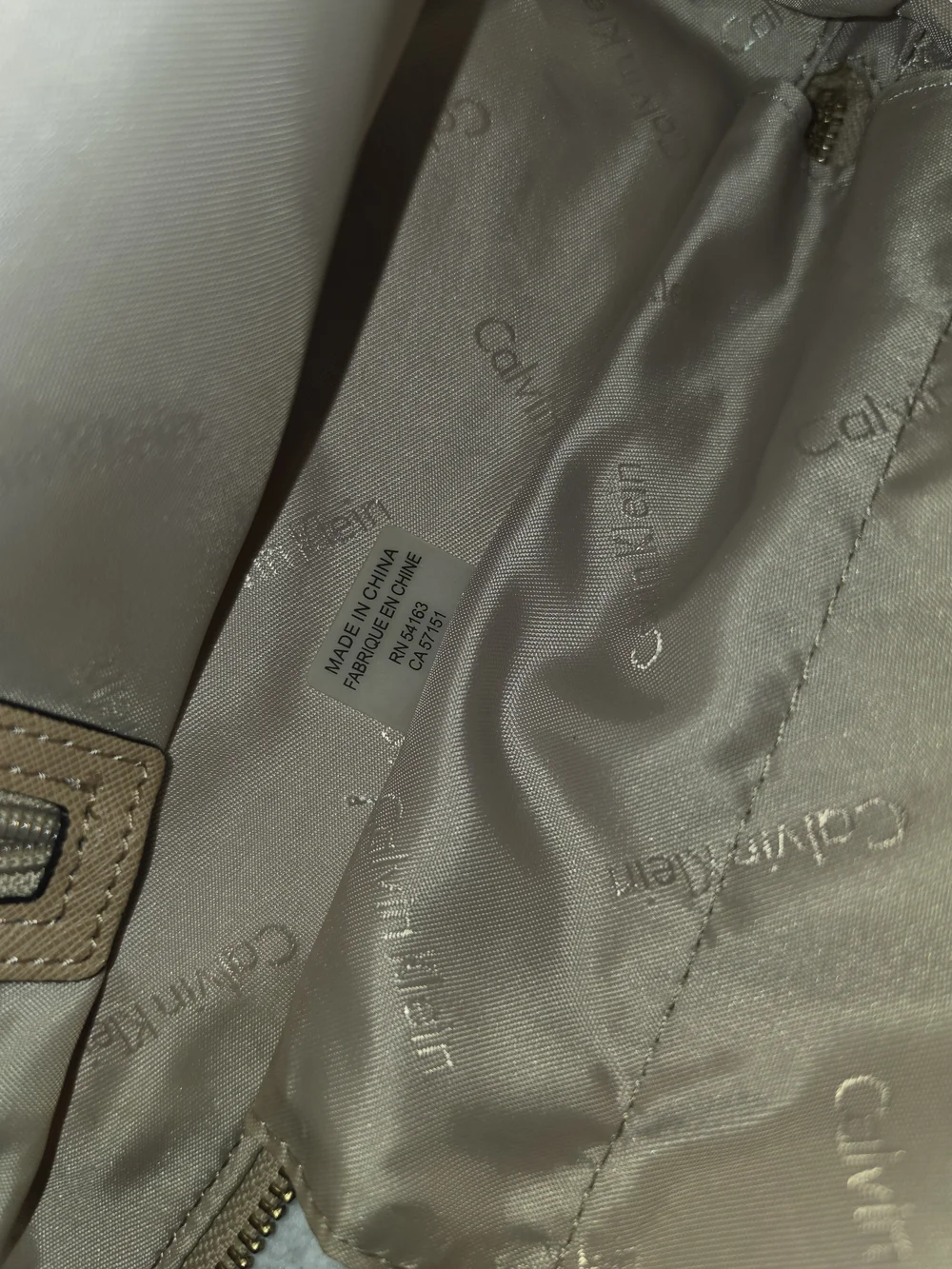 Calvin Klein Beige and White Colorblock Satchel